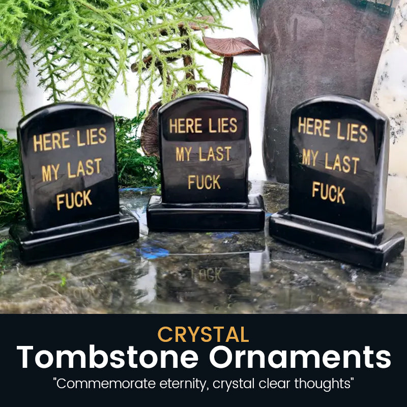 Hand-carved natural crystal tombstone