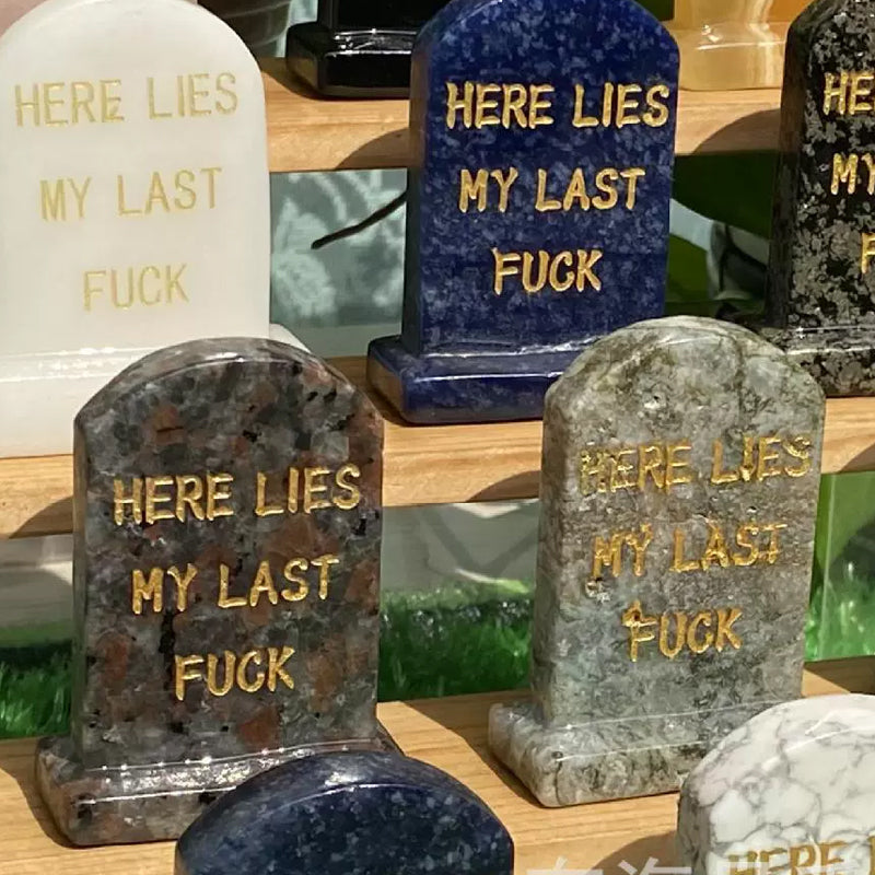 Hand-carved natural crystal tombstone